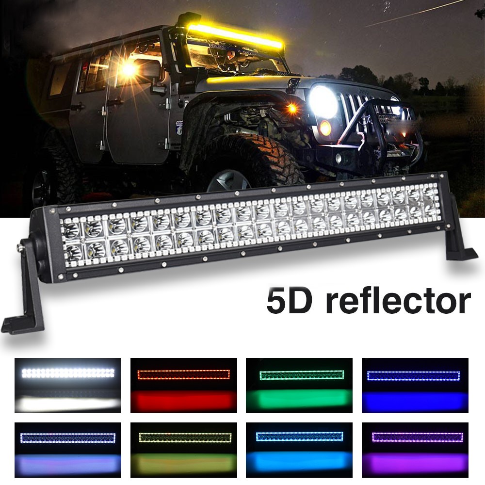 Offroad RGB LED light 24 inch 120W Led Light Bar 2 Row RGB Led Light Bar 22 for Car 24v 12v Atv Trucks driving color changing