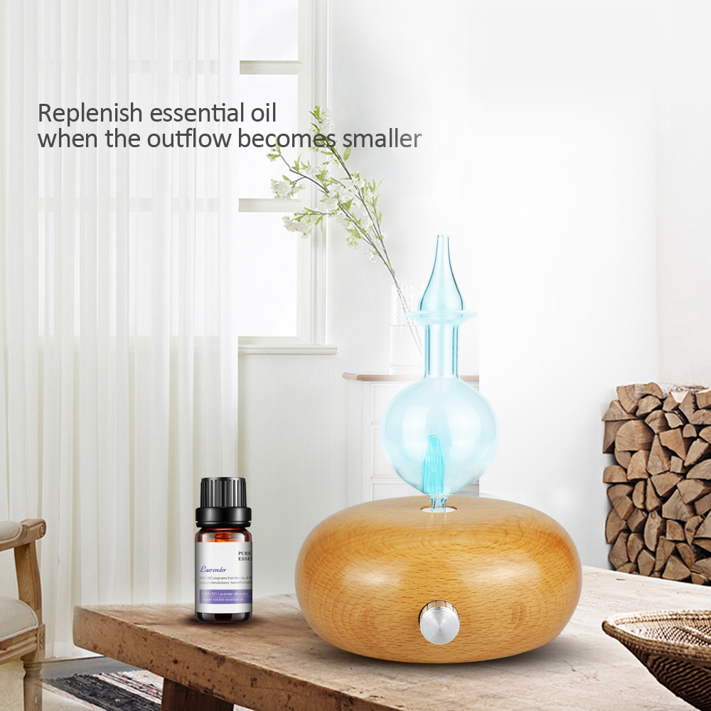 Pure Essential Oil Aromatherapy Diffuser,  Waterless Nebulizing Essential Oil Diffuser with Colorful LED Light