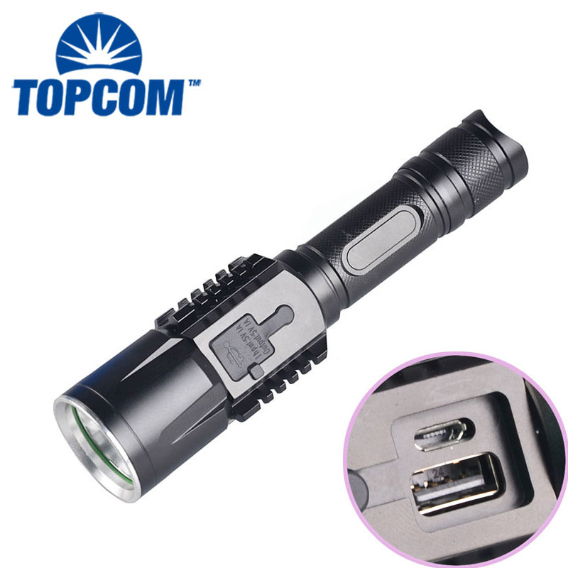 Strong brightest XML T6 LED Long Range Chargeable Police Torch Light Tactical Led Flashlight Portable Power Bank