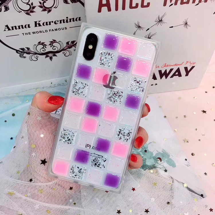 Beautiful Pretty 3D Jewel Case for iPhone X 8 7 6 plus , Square Brick Phone Cases for Girl