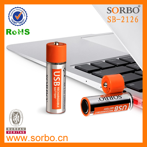 SB-2126 Hot New Products for 2016 Lithium AA Rechargeable Batteries USB 1.5V Li-ion Battery