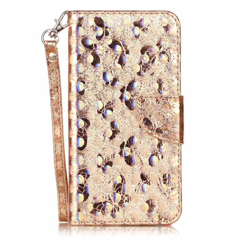Book Wallet Laser butterfly leather flip phone case for Huawei P10 / P10 plus