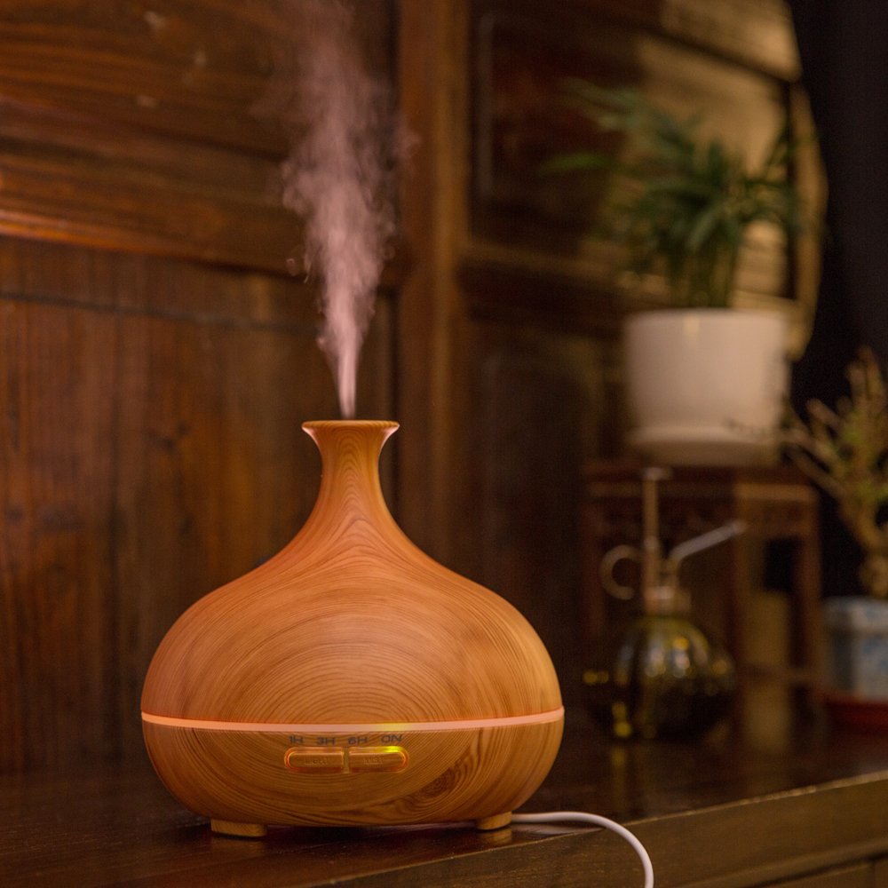 Home Office Atomizing USB Aroma Essential Oil Diffuser with 300ml USB wooden grain diffuser