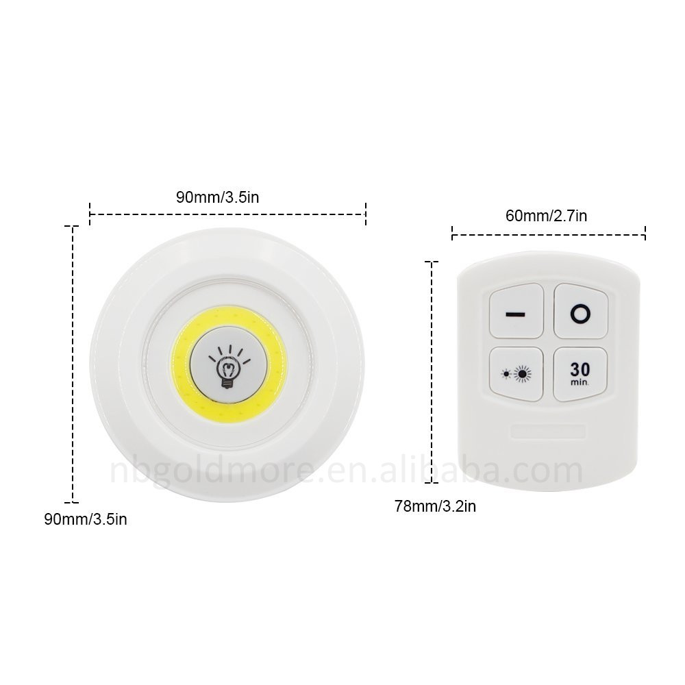 under closet, cabinet, energy saving wireless led puck light cob with remote controller