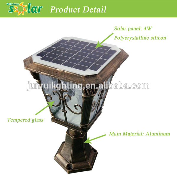 4w classical style aluminum led solar fence light