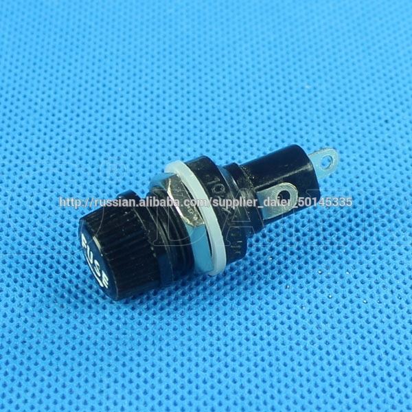 10A 250VAC Black Electrical Panel Mounted Screw Cap Fuse Holder 5x20mm