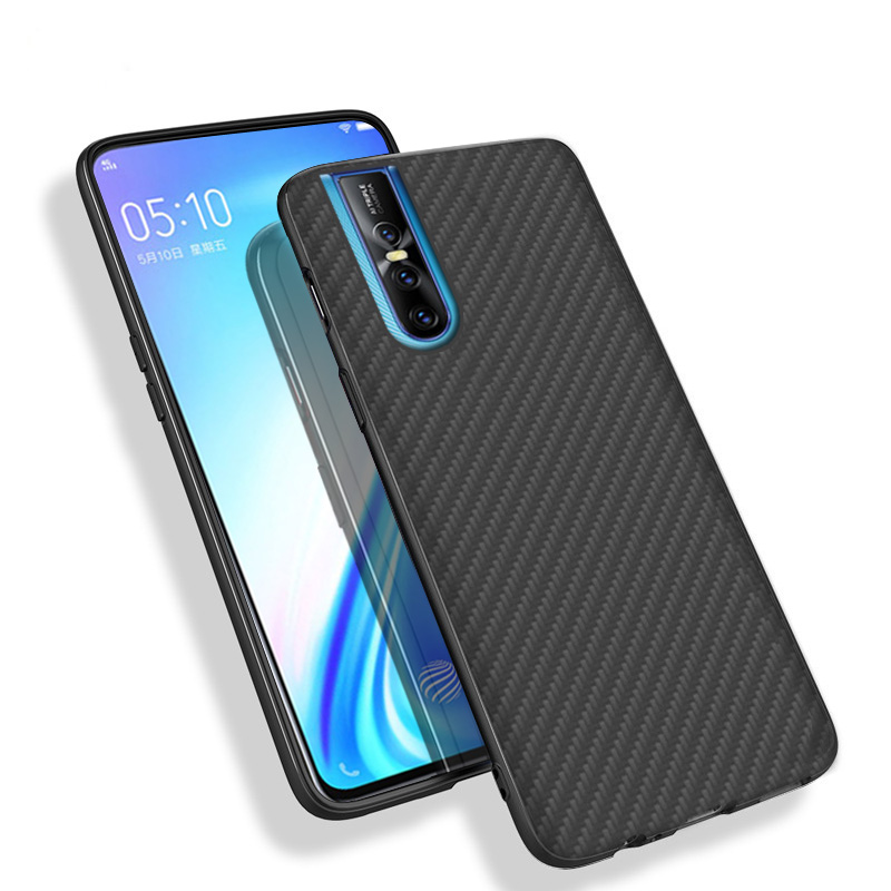 Matte Finish Carbon Fiber Textured Light Thin Shock Absorbing Bumper Skin hard case for Vivo S1 Pro