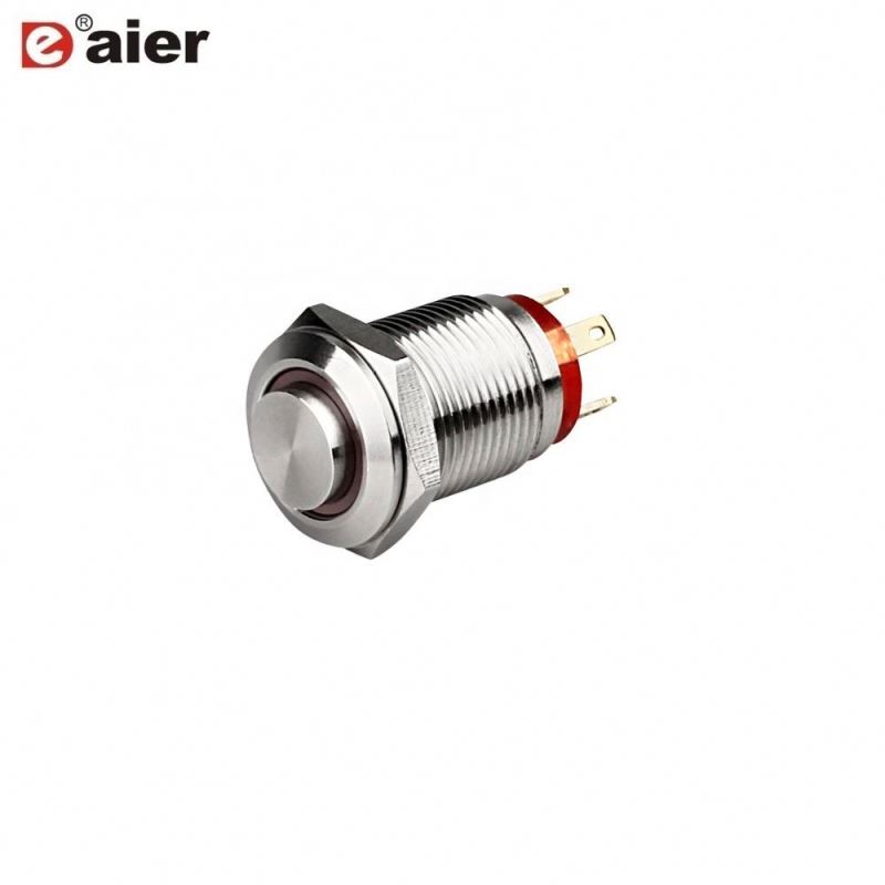 High Button 1NO Ring Lighted 12mm Small Electric Push Button Switch