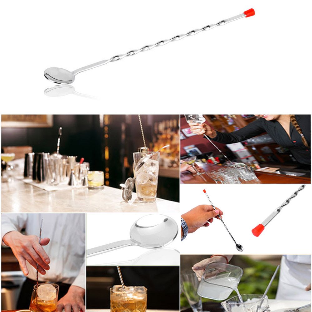 2 pcs Stainless Steel Mixing Spoon Special Design Drink Cocktail Bar Spoon Mixer Stirring Mixing Spoon Barware Bar Accessories