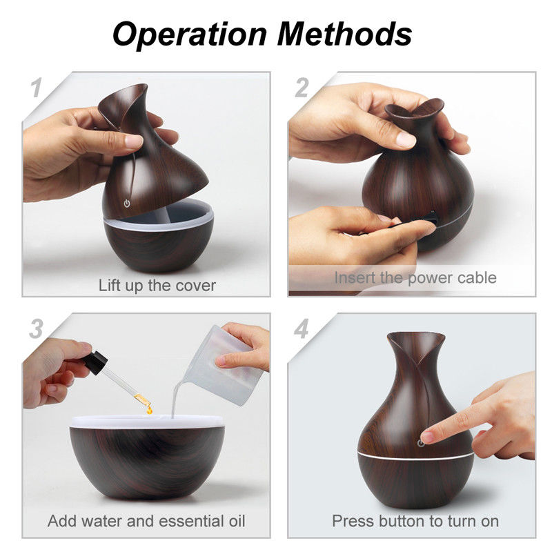 130ml LED USB Essential Oil Diffuser Portable Ultrasonic Mini Air Humidifier Purifier