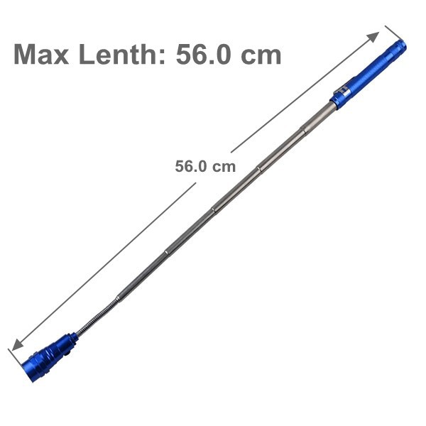 Extendable/Telescoping 3 LED Work Light Flashlight and Magnetic Pickup Tool with Flexible Neck