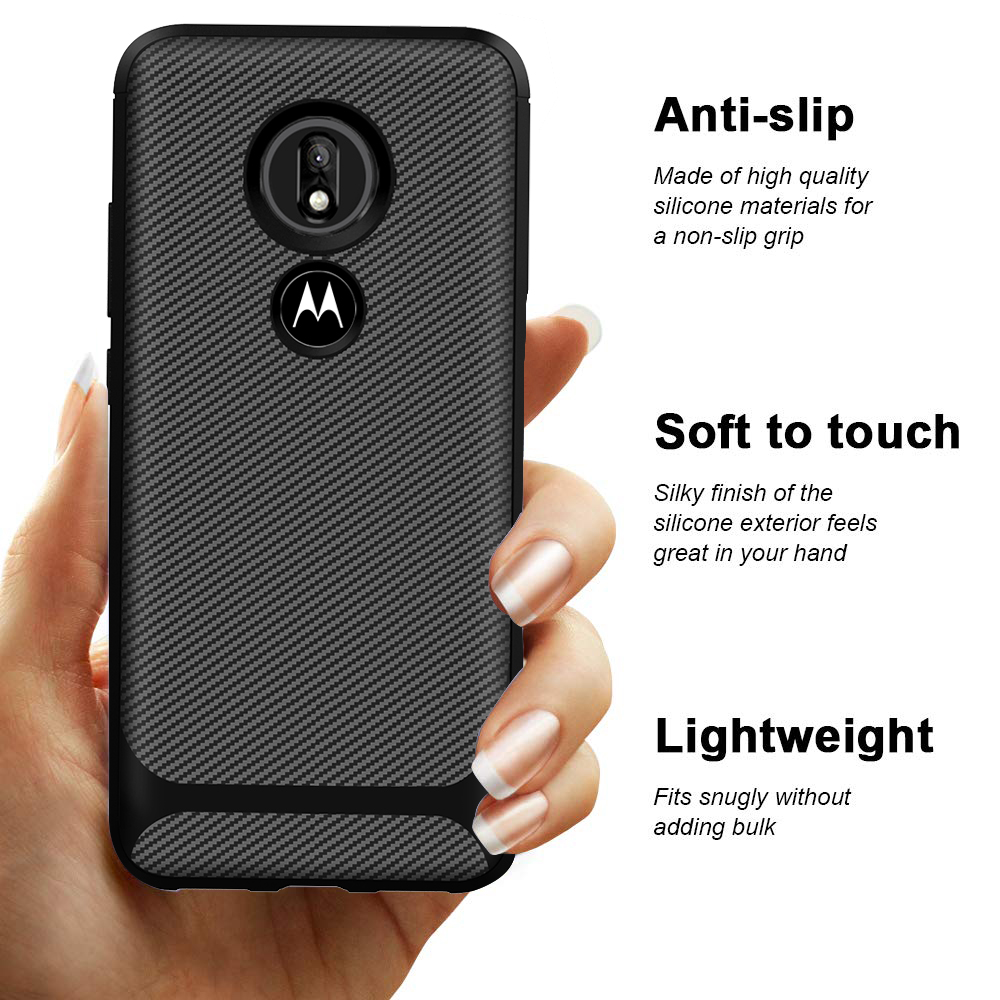 2019 New arrival Silicone carbon fiber phone case for Motorola moto G7 Play back cover