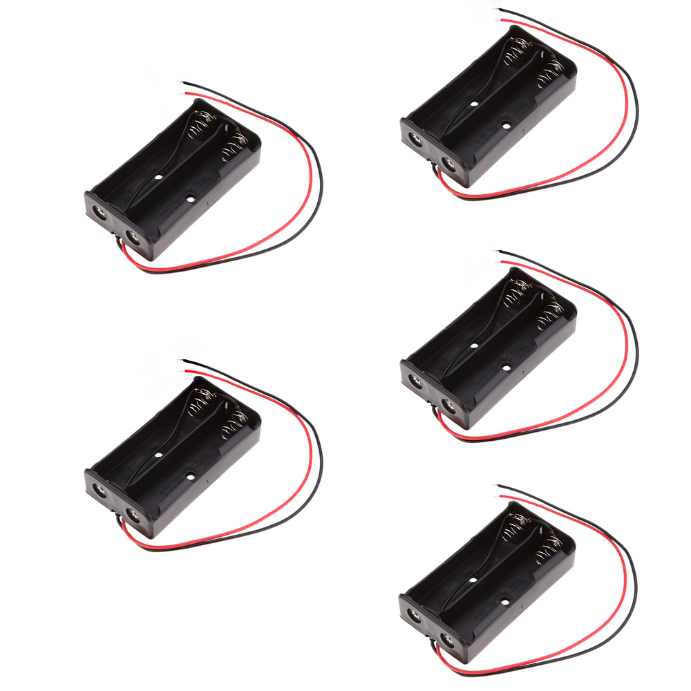 5pcs Black NEW Plastic Battery Storage Case Box Holder for 2 * 18650 Parallel Lithium Battery Storage Boxes