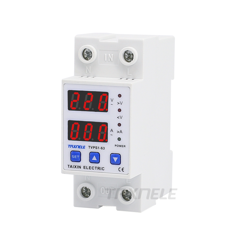 63A 110V Din rail adjustable over under voltage protective device protector relay Current Limiting Protection