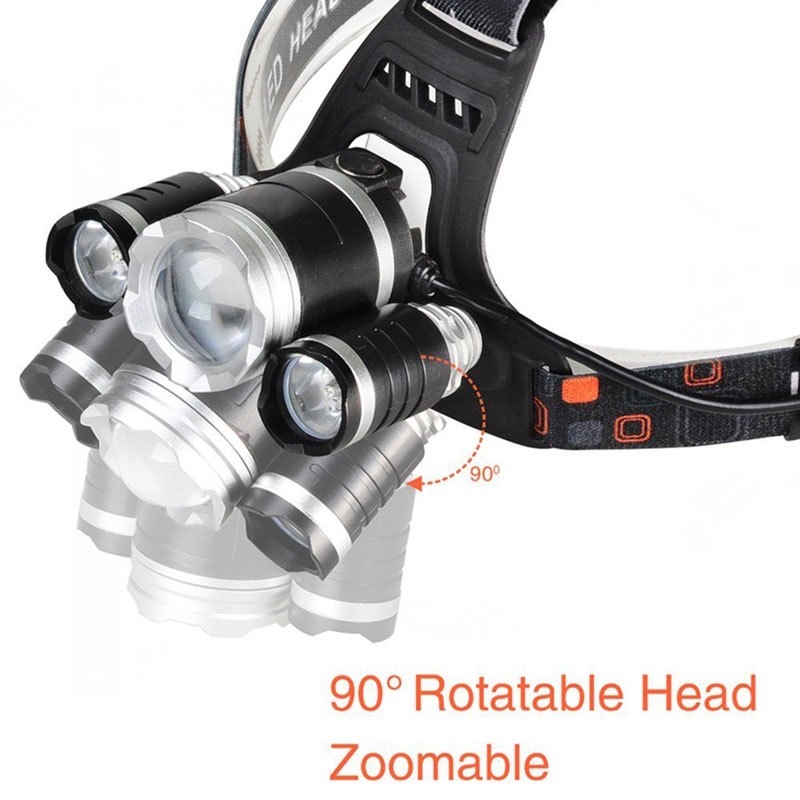 6000LM high power super bright headlamp rechargeable head flashlight  for  outdoors