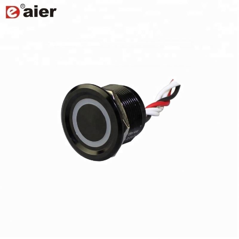 22mm Concave Button Metal Black Color Illuminated  Momentary Waterproof 12V Touch Switch