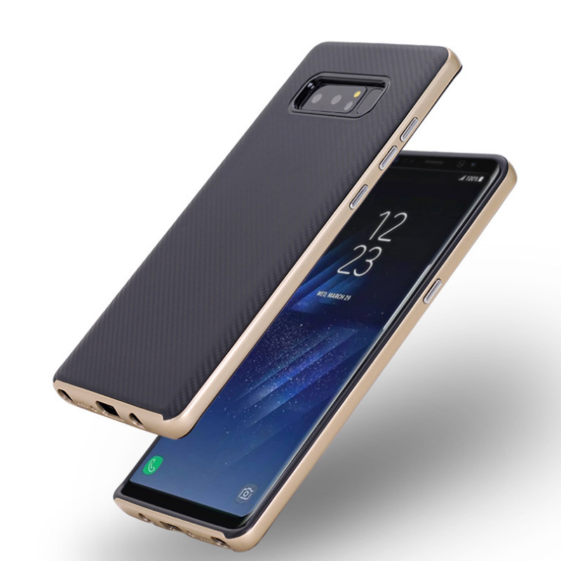 2in1 Ultra Electroplating frame PC + TPU Carbon fiber Case for Samsung Galaxy Note 8 Cover