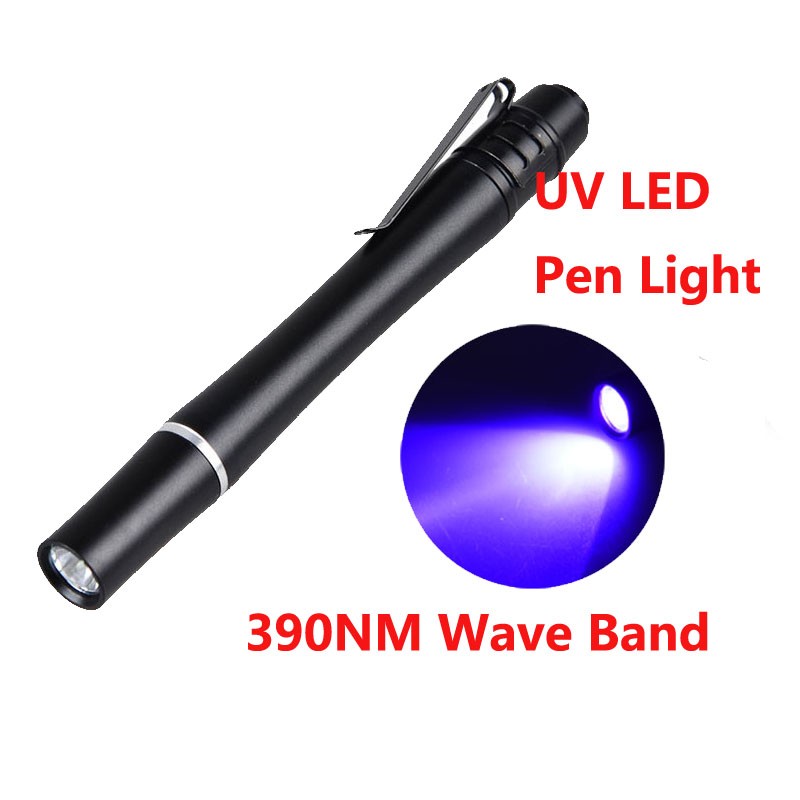 3W Mini Pocket uv pen Flashlight 395nm 1 LED Ultraviolet Torch Aluminum Alloy UV Pen Light Amber Portable Lanterna By 3AAA