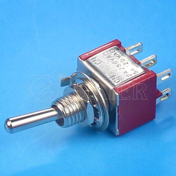 MTS-213 6A 6MM Double Pole 6P (ON)-OFF-ON Toggle Switch Spring Return