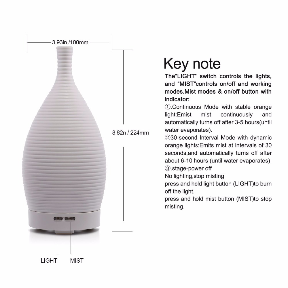 Amazon hot sales 100ml Ceramic Ultrasonic electric Aroma Diffuser For Flower Aromatherapy