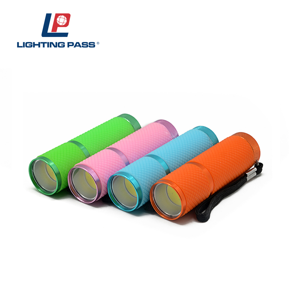 COB Multi color glow torch with Colorful Fluorescence Flashlight With Rubber Holster