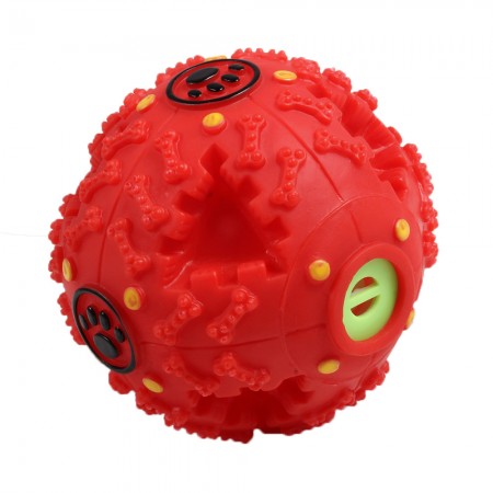 PET DOG GIGGLE BALL TOUGH TREAT TRAINING CHEW SOUND ACTIVITY TOY SQUEAKY