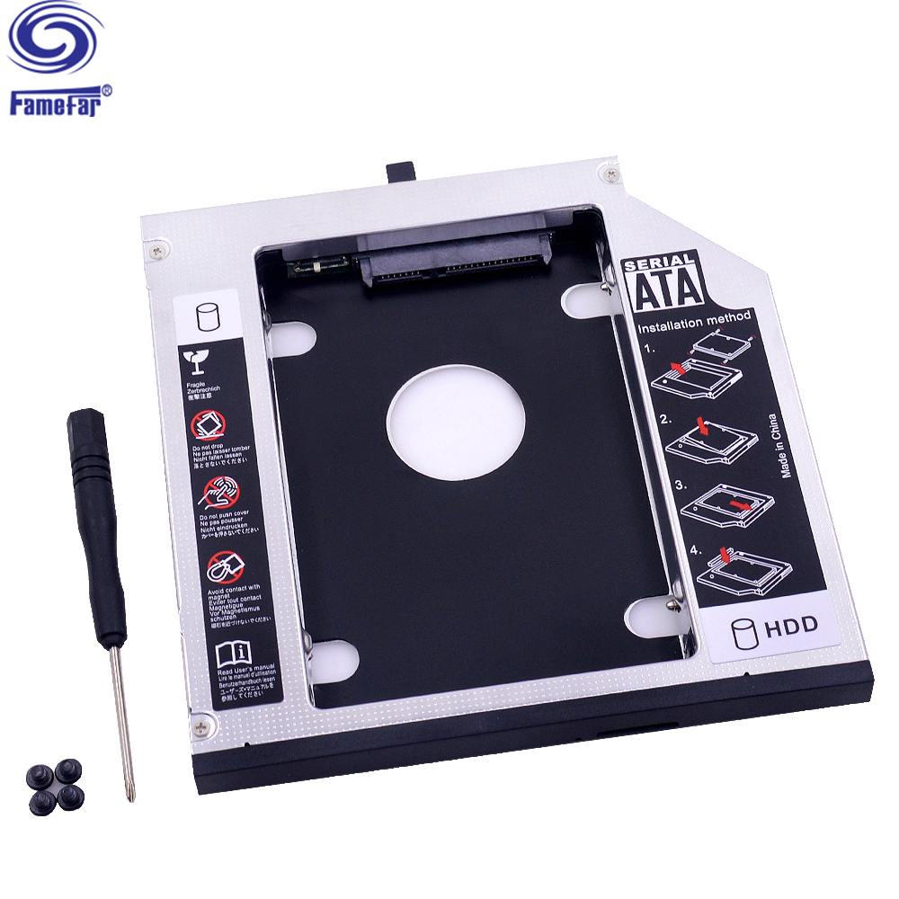 Free shipping 2nd HDD Caddy Aluminum 12.7mm SATA 3.0 for 2.5'' for Lenovo ThinkPad T420 T430 T520 T530 DVD-ROM