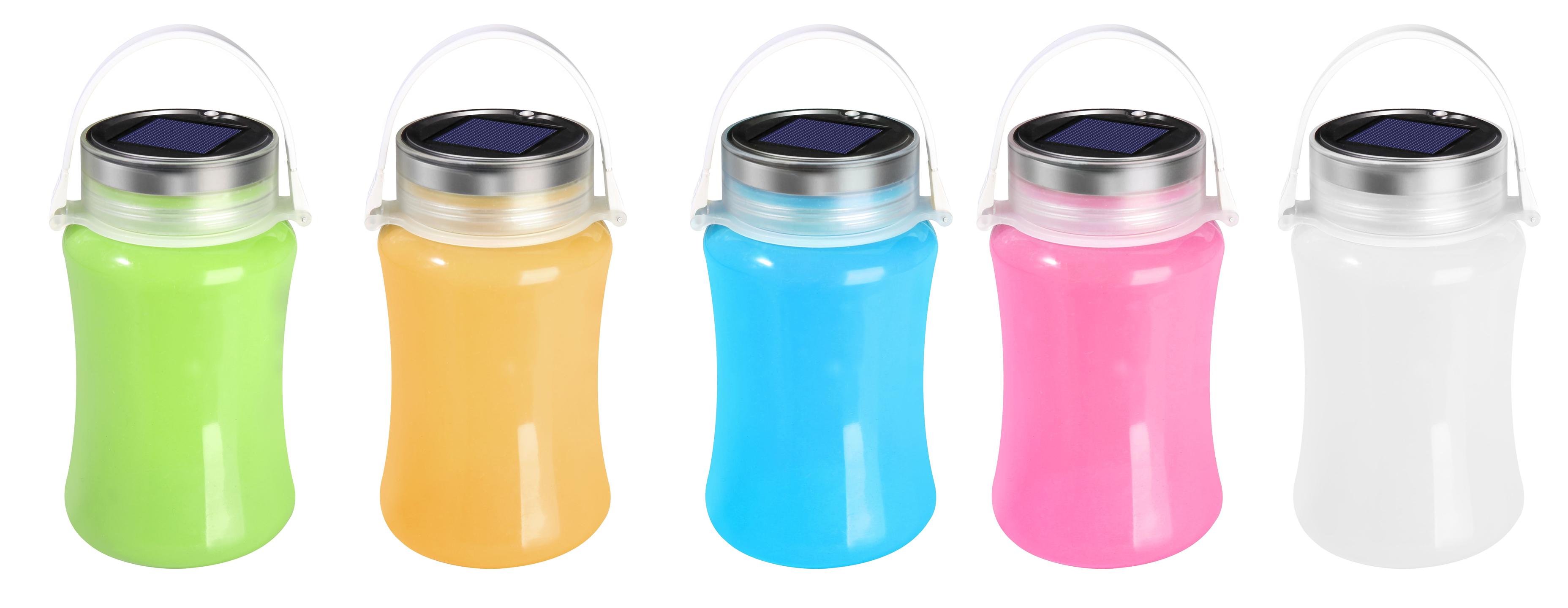 Silicone Led Camping Lights with Solar Panel Rechargeable Power Bottle Lamp