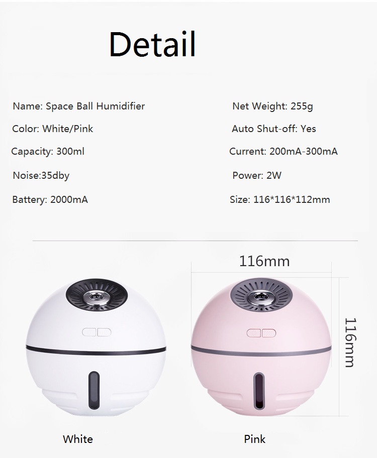 Wholesales Space Ball USB desktop Ultrasonic Humidifier,Travel Air Humidifier for Baby & Kids Room