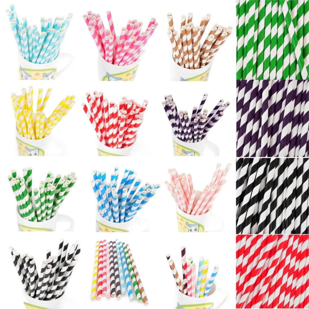 Paper Straws 25pcs/pack Mixed Paper Stripe Retro Vintage Stripe Party Chevron Drinking Straws Kids Birthday Wedding Christmas