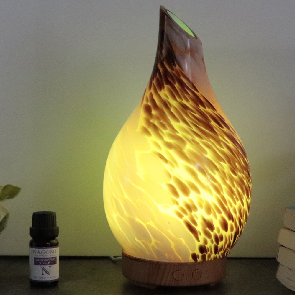 Essential Oil Diffuser 120ml Rock Pattern Handmade Glass Art Intermittent Setting Ultrasonic Aroma Cool Mist Humidifier