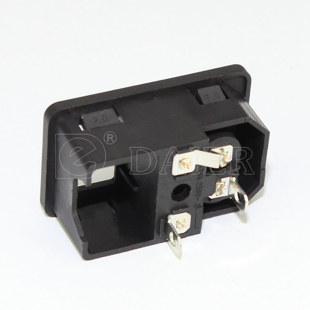 AC 250V 10A With Switch And Fuse IEC 320-C8 Male Connector Snap-in Panel Mount Power Socket