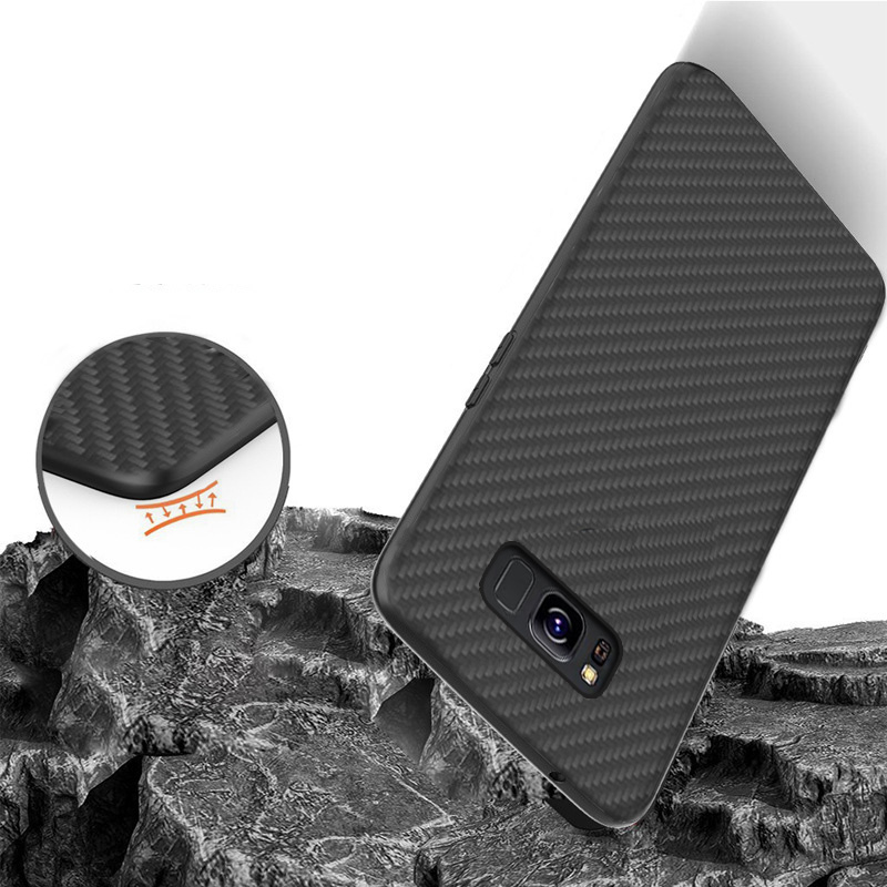 Matte Finish Carbon Fiber Textured Light Thin Shock Absorbing Bumper Skin hard case For Samsung galaxy S8