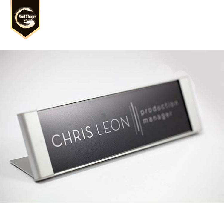 Custom metal changeable desk name plate or table top name plate sign reception sign and offices use