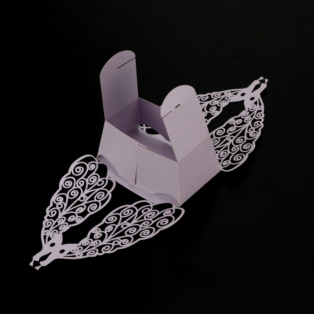 50pcs Romantic Butterfly DIY Candy Cookie Gift Boxes Wedding Party Candy Box with Ribbon Wedding favors Decor Purple/Pink
