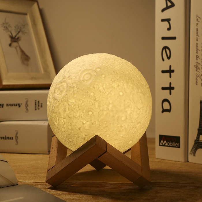 Goldmore Amazon 3D Printed Light Touch Control Stepless Dimmable USB Recharge moon lamp