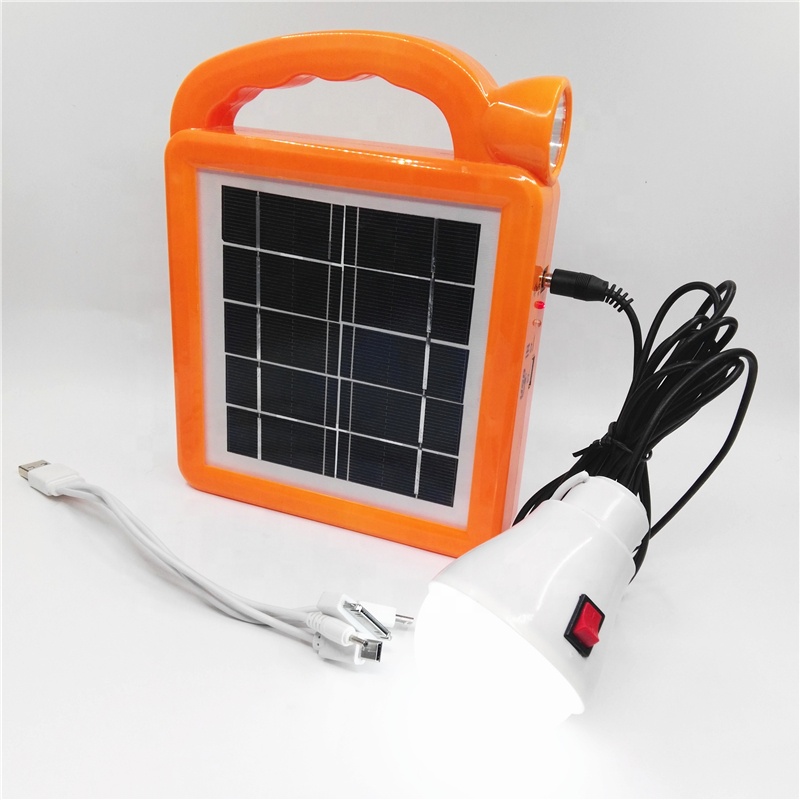 Portable outdoor solar panel with usb power output 5w light bulb