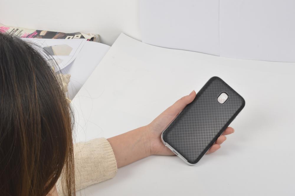 2 in1Newest Lattice pattern Carbon Fiber Case For Samsung Galaxy J3 2017 TPU+PC Back Cover