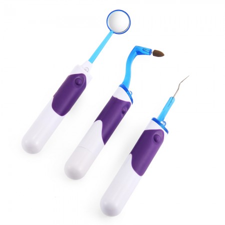 3pcs Dental Mirror Plaque Remove Tooth Stain Eraser Oral LED Cleaning Tool kits