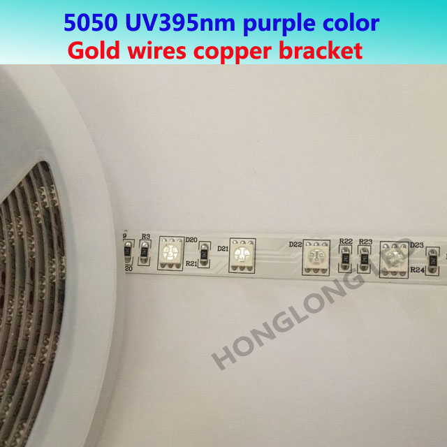 UV Blacklight LED Light bar purple Strip 5050 SMD 395nm-405nm DC 12V 60leds/m 120 LED Ultraviolet