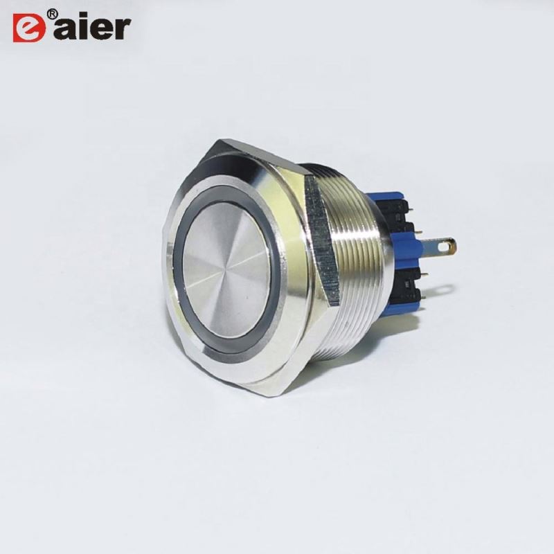 30mm SPST Ring Lihgted 6 PinMetal RGB LED Push Button