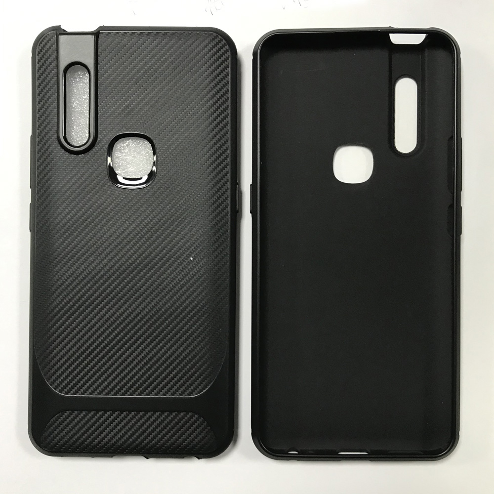 Carbon Fiber Back Cover For Vivo V15 Black TPU Phone Case