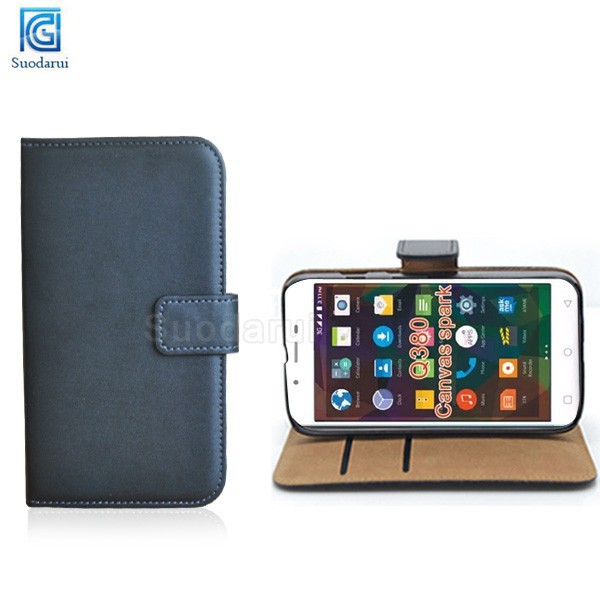 For Micromax Canvas Spark Q380 Book Stand Flip Leather Wallet Case Cover