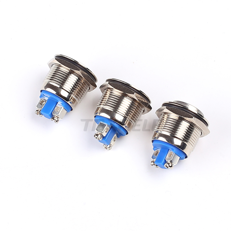 12mm 16mm 19mm 22mm reset screw metal push button 1NO Horn Push Botton Switch Domed Momentary Switch round high flat head