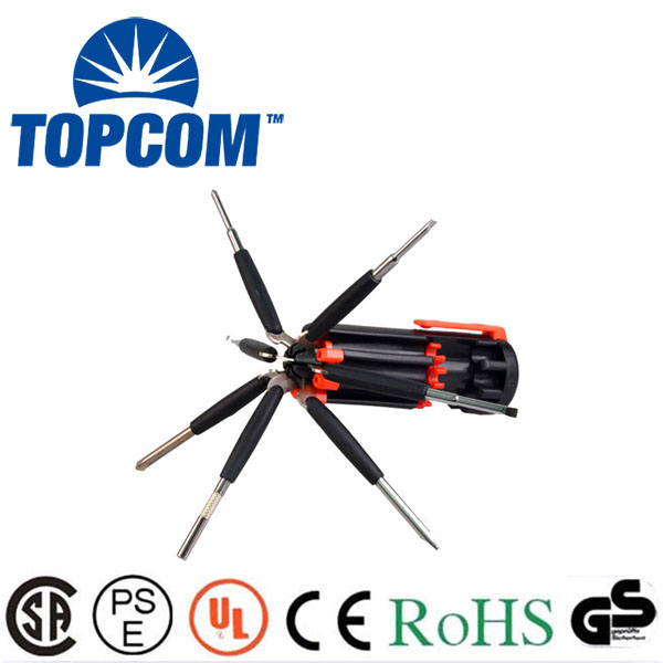 6 LED Torch Multi 8 In One Screwdriver With Magnetic Heads