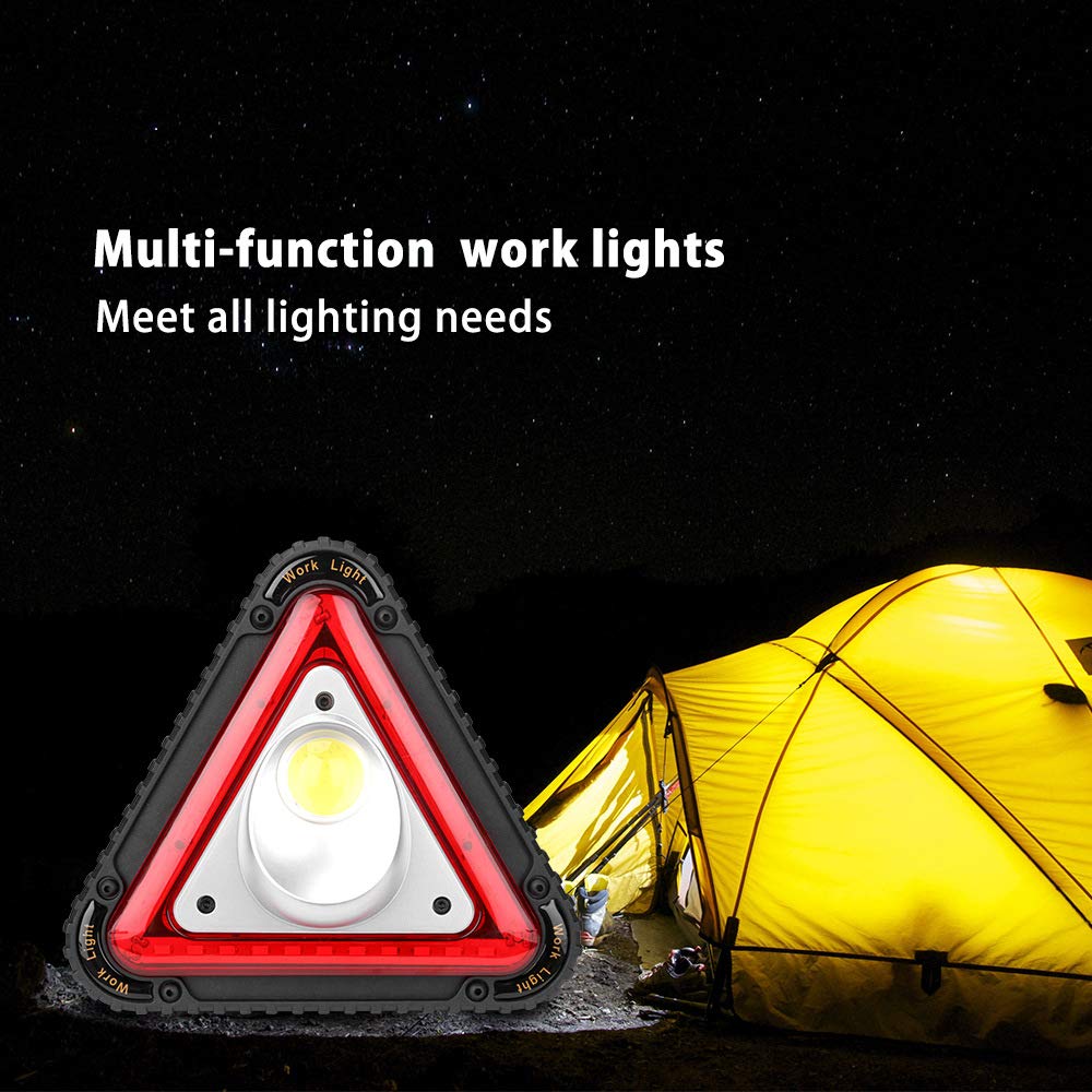 MultiFunction Super Bright Portable Triangle Emergency Warning Lighting COB SMD LED USB Rechargeable Work Light with Hook