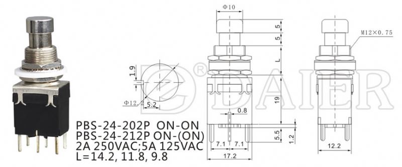 PBS-24-202P Stereo True Bypass DPDT PCB 6pin Foot Operated Switch