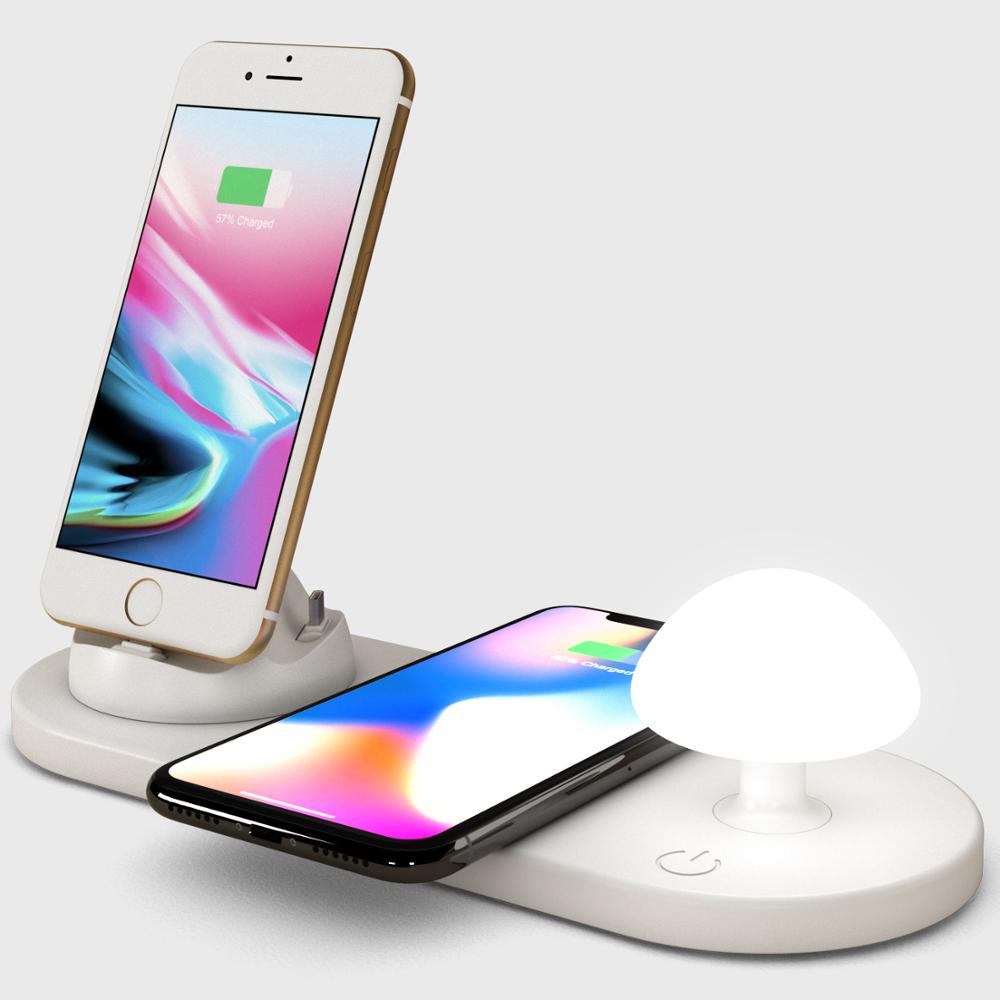 Mushroom 10W Wireless Charger with Touch-Control Silicone Night Light 360 Rotating Charger Pad Designed for Phone/Micro/Type-C