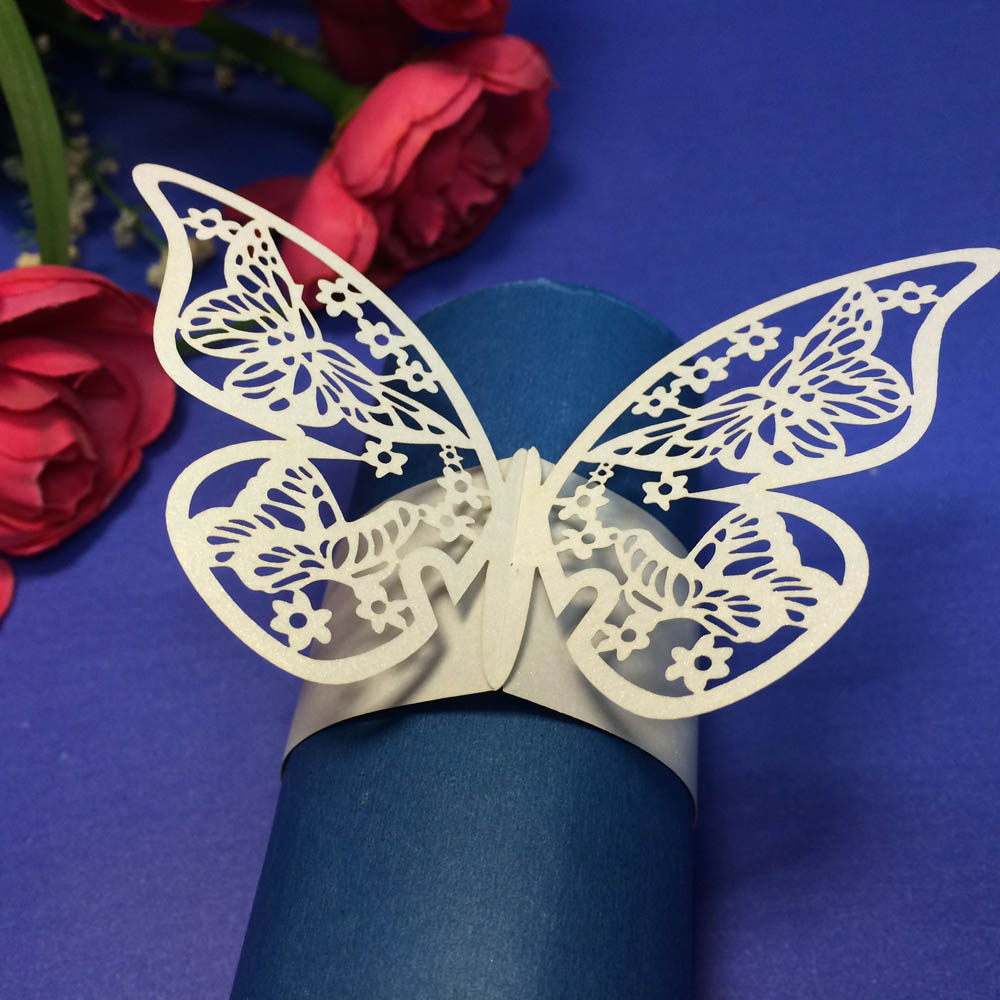 12pcs Hollow Butterfly Napkin Buckles Paper Napkin Rings for Wedding Party decoration Wedding Favors