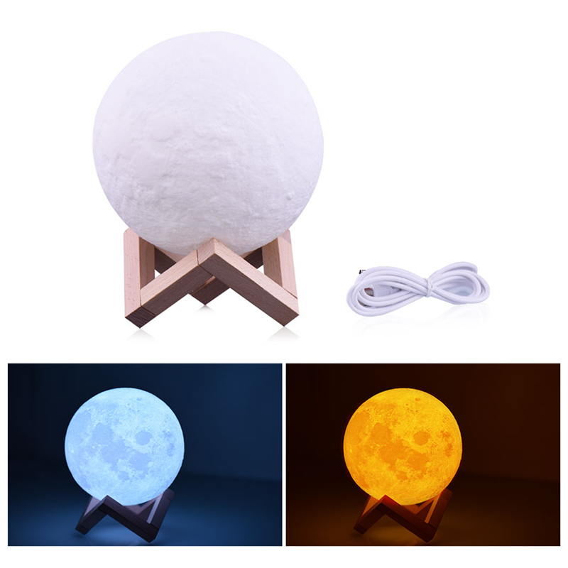 Rambery moon lamp 3D print night light Rechargeable Diameter 5.9inch Remote LED moon light gift